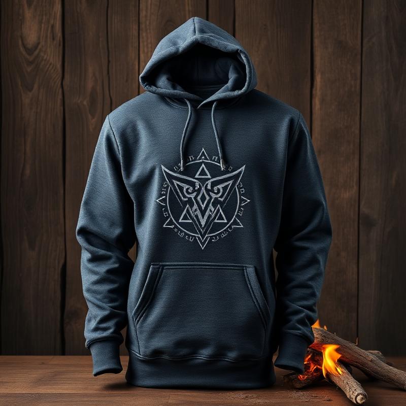 Wikinger-Kapuzenjacke mit aufgestickter Valhalla-Rune