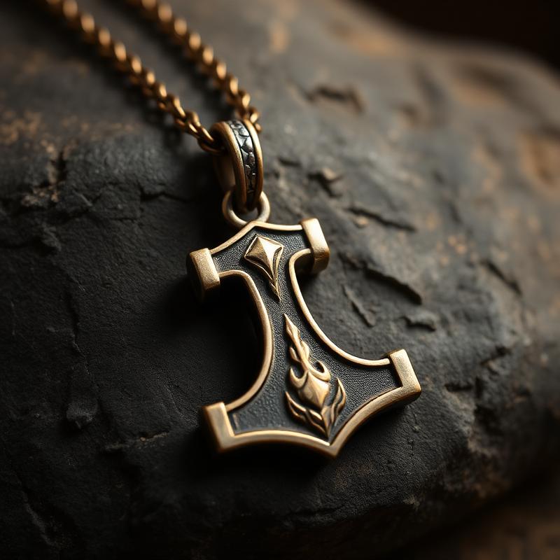 Halskette mit Mjölnir-Anhänger aus Bronze